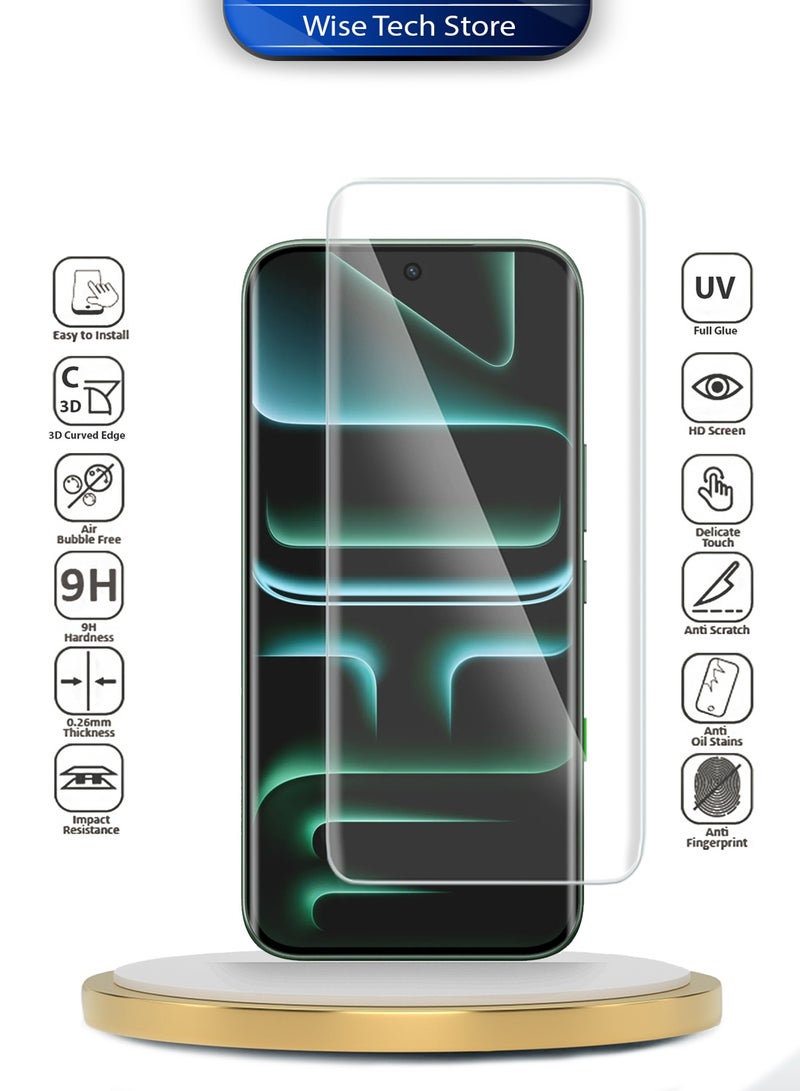دبليو تيك واقي شاشة زجاجي مقسّى كامل مع غطاء كامل وغراء كامل للحواف المنحنية لجهاز Infinix Note Edge 5G 2026 الفاخر (MSGUCN) - شفاف - Image 2